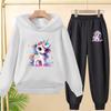 Kids Clothes Cute Unicorn Print Hoodie Sportswear Coat+Pants 2P Boy Girl Toddler 3-12Y Leisure Top Fashion Sunshine Charming Set