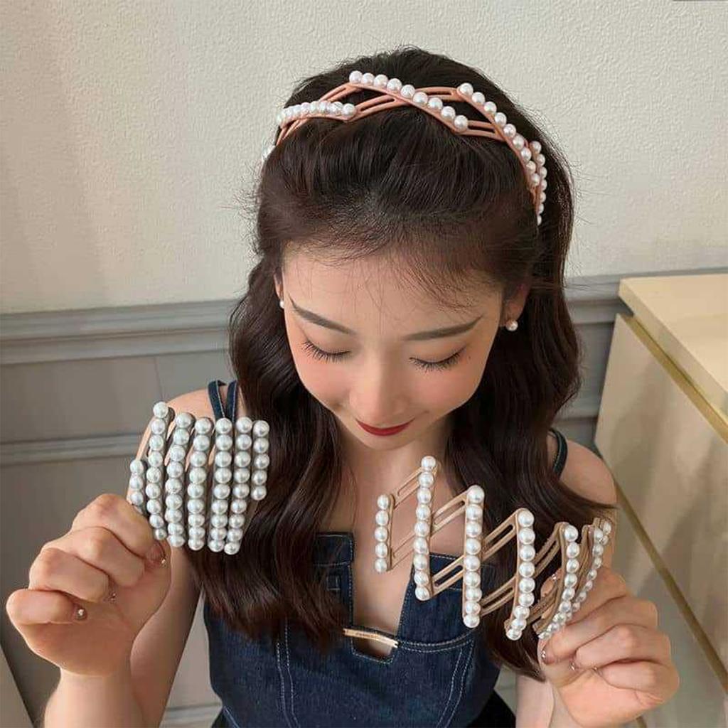 Women's Portable Hair Hoop With Stretchable Designs Foldable Headband Hair Decoration For Different Hairstyles