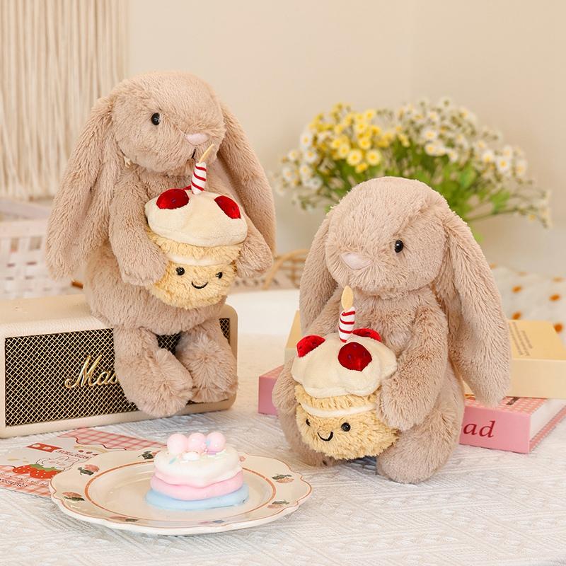 31cm Bonnie Rabbit Plush with Birthday Cake Cute Bunny Doll Easter Gift Kids Birthday Decor