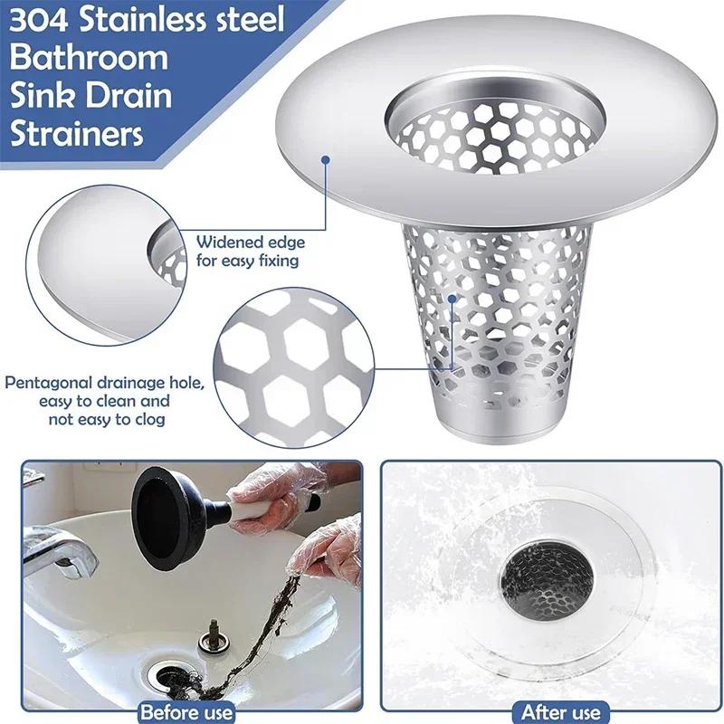 Floor Drain Filter Stainless Steel Mesh Sink Strainer Bathroom Anti-clog Drains Bathtub Hair Catcher Shower Strainer Mesh Basket