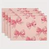 4PC Red Bowknot Cherry Placemats,Pink Bow Tie Knot Princess Table Place Mats,Kids Girls,Bow-Tie Girlish Dreamy Placemat