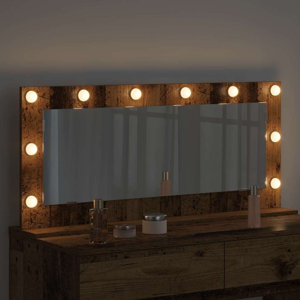 Washbasin Mirror Right Angled Reclaimed Wood Look 100 x 45 x 18 cm