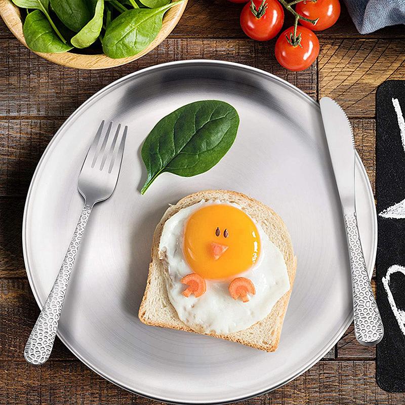 1PC Barbecue Plate Round Plate Fruit Vegetables Plate Gold Silver Color Stainless Steel