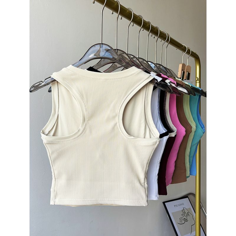 Lu Same Sports Vest for Women New Arrival with Chest Pad Fixed Cup Outwear Bubble Wrap Pilates Training Top Yoga Clothes