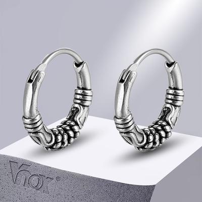 Vnox Pendientes de Aro Pequeños para Hombre Niño, Color Retro Vintage Acero Inoxidable Antialérgico Huggies Frescos, Pendientes de Aros