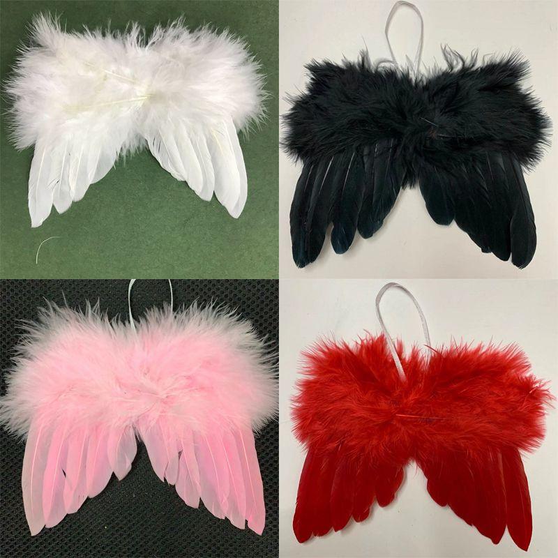 Luxurious Feather Angel Wings Vintage Chic Christmas Tree Hanging Ornament For Elegant Holiday Decor