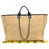 Auth CHANEL Deauville Chain Tote GM Denim Tote Bag ch11141cc