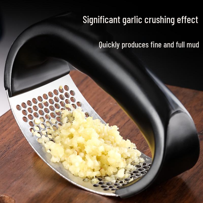 Stainless Steel Garlic Press & Masher – Manual Peeler, Crusher, and Squeezer Gadget