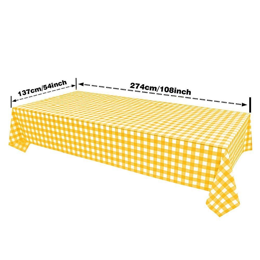 2 Pack Yellow and White Gingham Tablecloth 54 X 108 Inches Plastics Desktop Decoration Rectangle Waterproof & Wrinkle