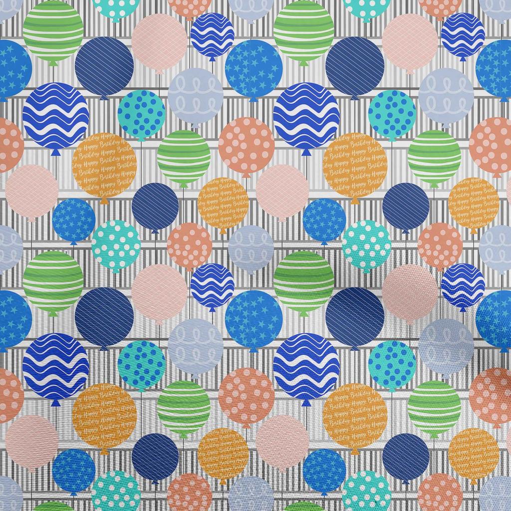 oneOone Cotton Flex Blue Fabric Kids Ballon With Stripe Dress Material Fabric Print Fabric By The Yard 40 Inch