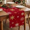 Christmas Golden Snowflake Linen Table Runner Party Decor Winter Xmas Holiday Kitchen Dining Table Runner Christmas Decorations