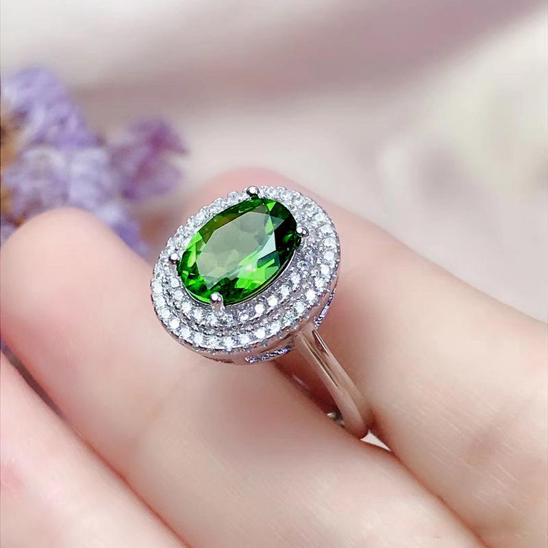 Silve Gorgeous Shiny Green Zircon Stone Ring For Women Engagement Wedding Luxury High Quality Fine Jewelry