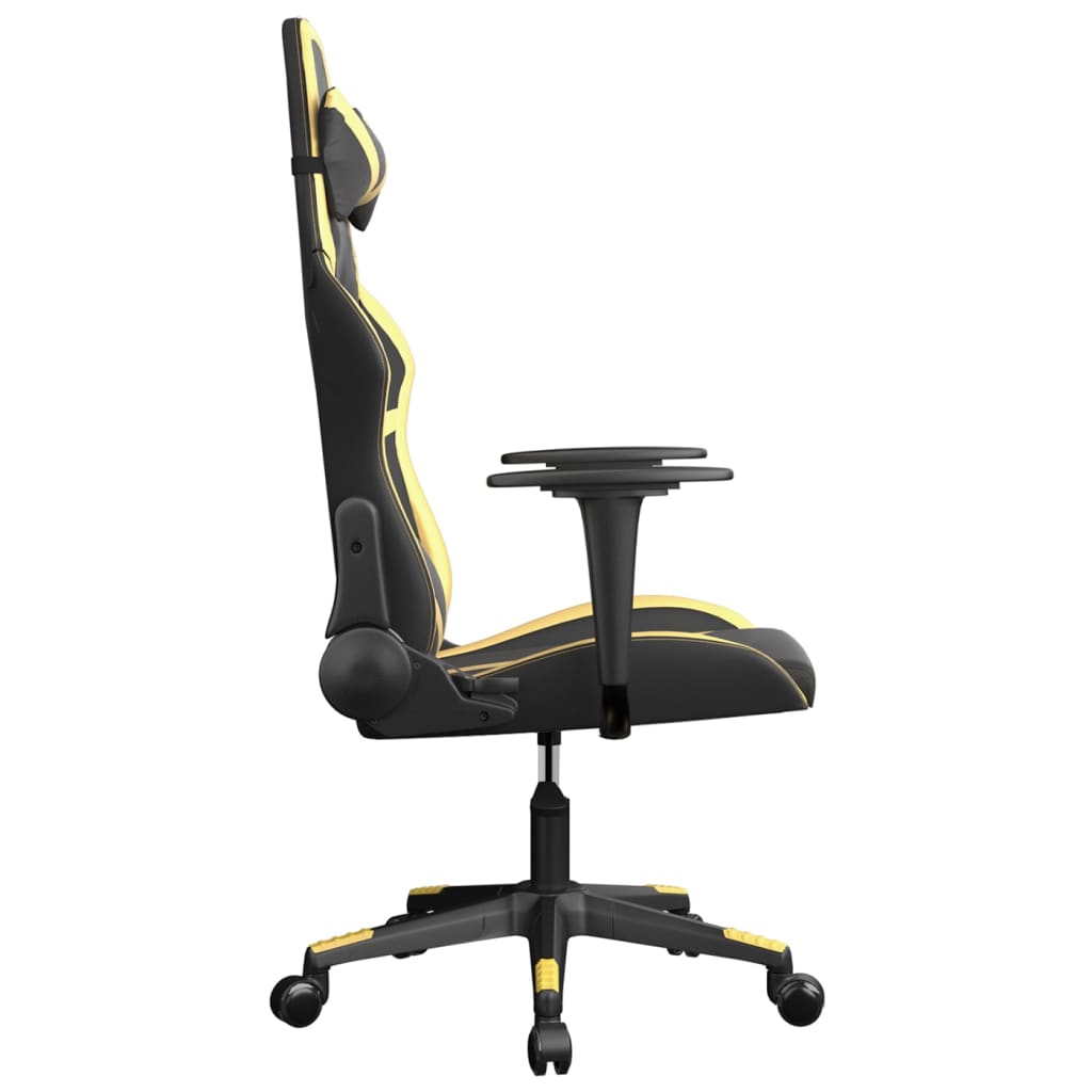 Vidaxl Gaming Chair, Black-Gold, Faux Leather