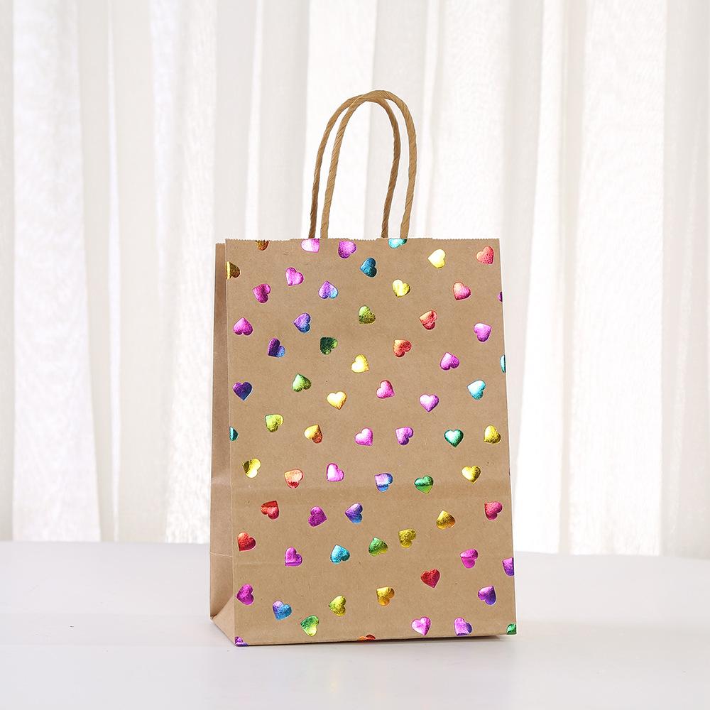 12/30pcs Rainbow Foil Kraft Gift Bags With Handles Paper Party Favor Bags For Birthday Gifts Candy Treats And Small Presents