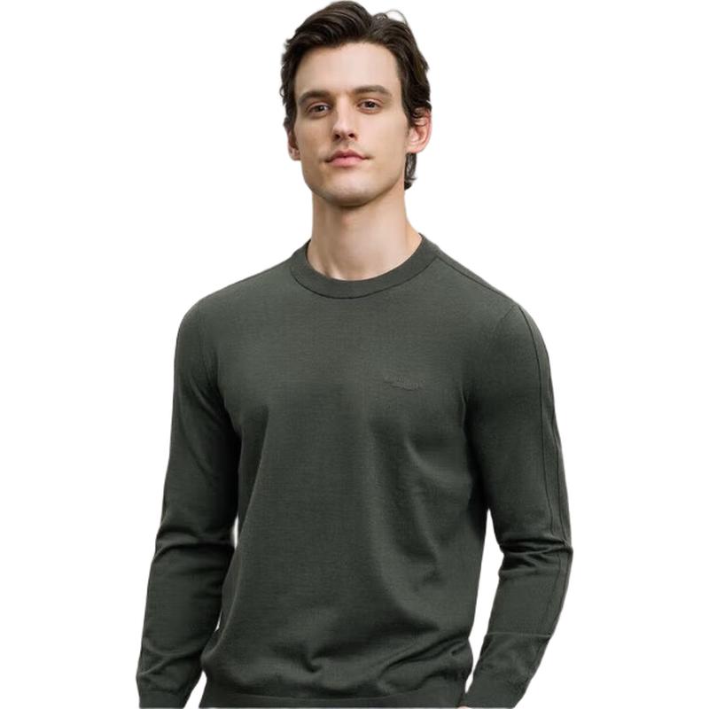EMZ Erdos Men's Cashmere Silk Blend Round Neck Sweater