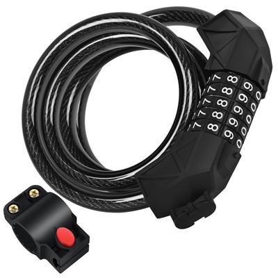 Steel Cable Lock Combination Number Password Locks 4 Feet Resettable Lock With Mounting Bracket