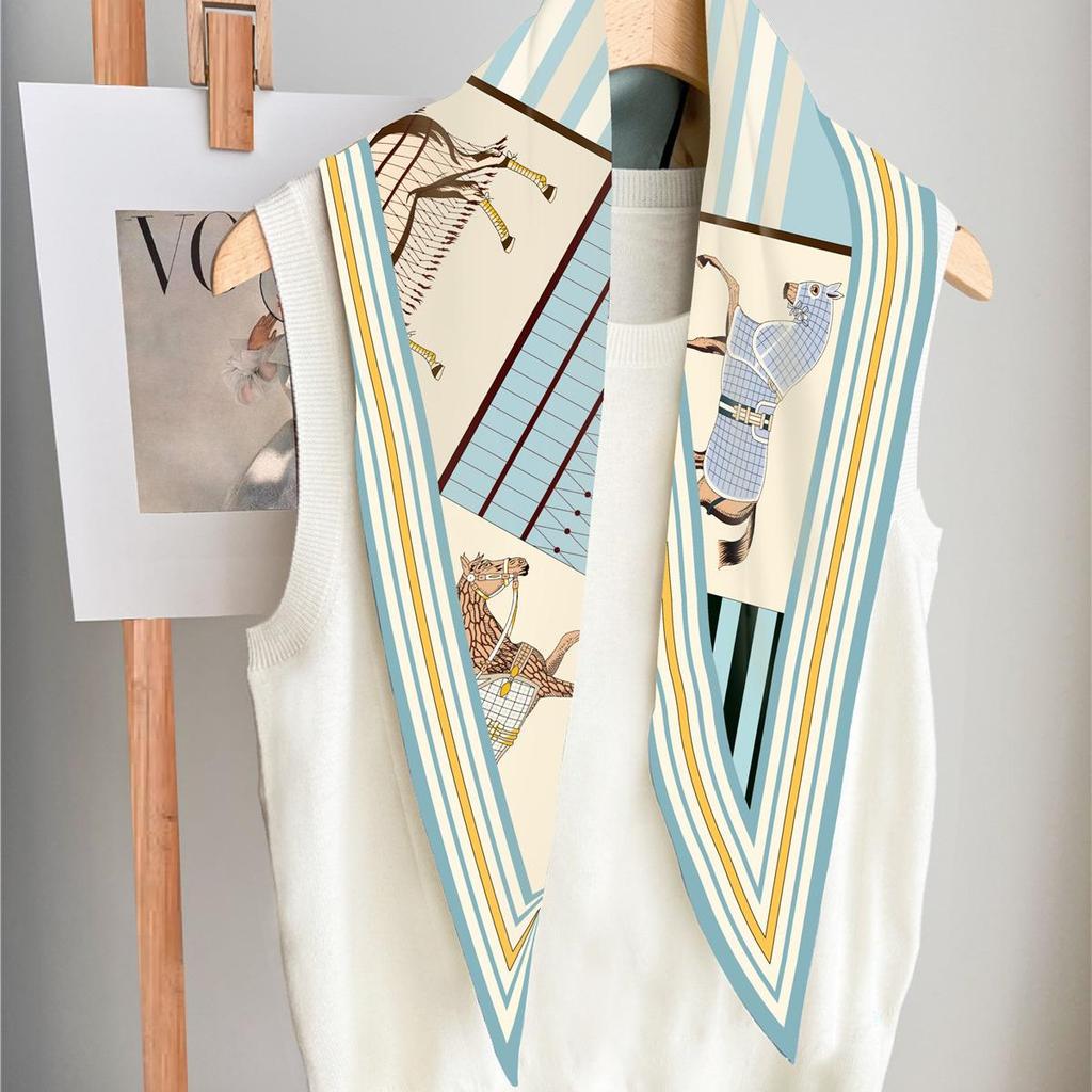 Women's Versatile Influencer-Style Silk Diamond Scarf - Fashionable Twill Design