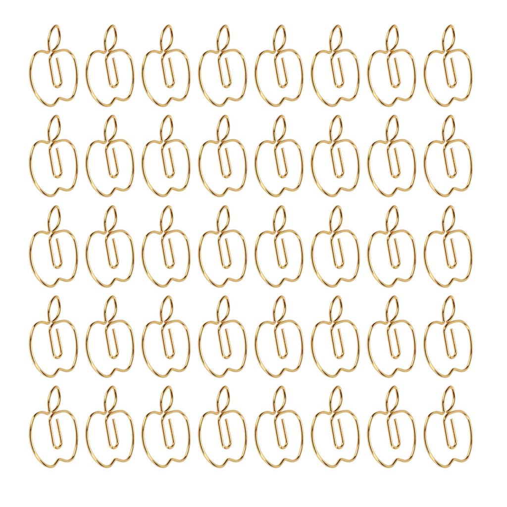 40Pcs Paper Clip Golden Apples Shape Creativity Personality Large Size Craft Paperclip for Home Offi