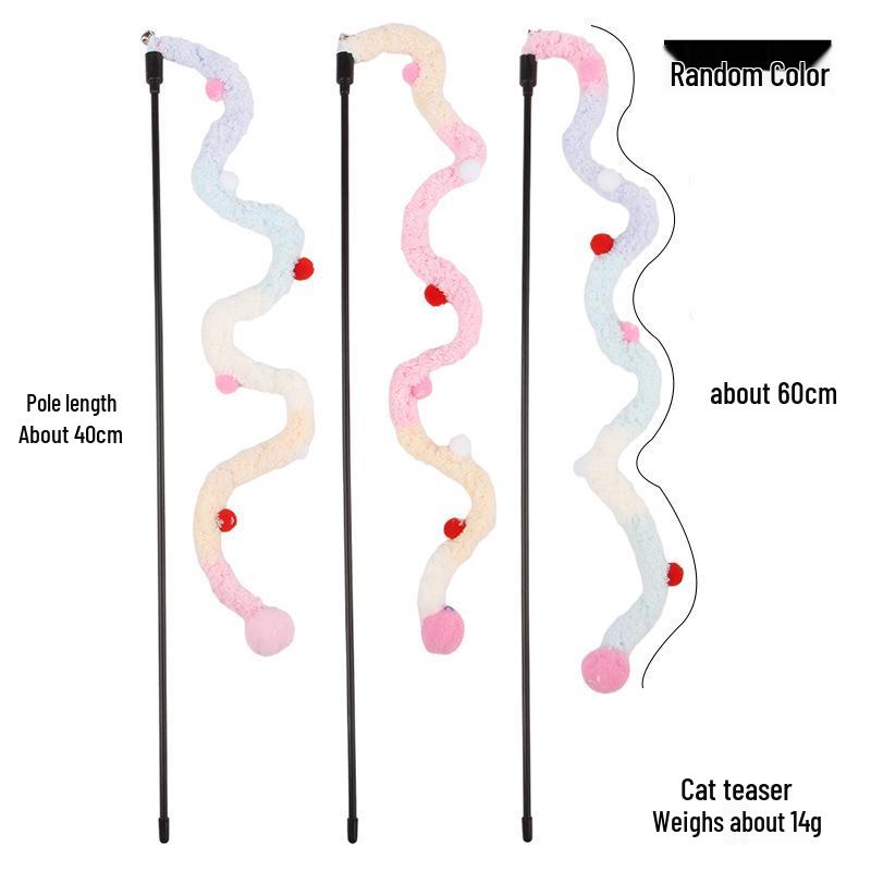Plush Feather Cat Teaser Stick with Bell - Stress Relief and Fun Self-Entertainment Toy
