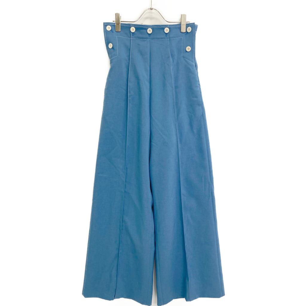 HYKE Blue 13283 White Stitch High Waist Marine Pants Bottoms 1 blueUsed