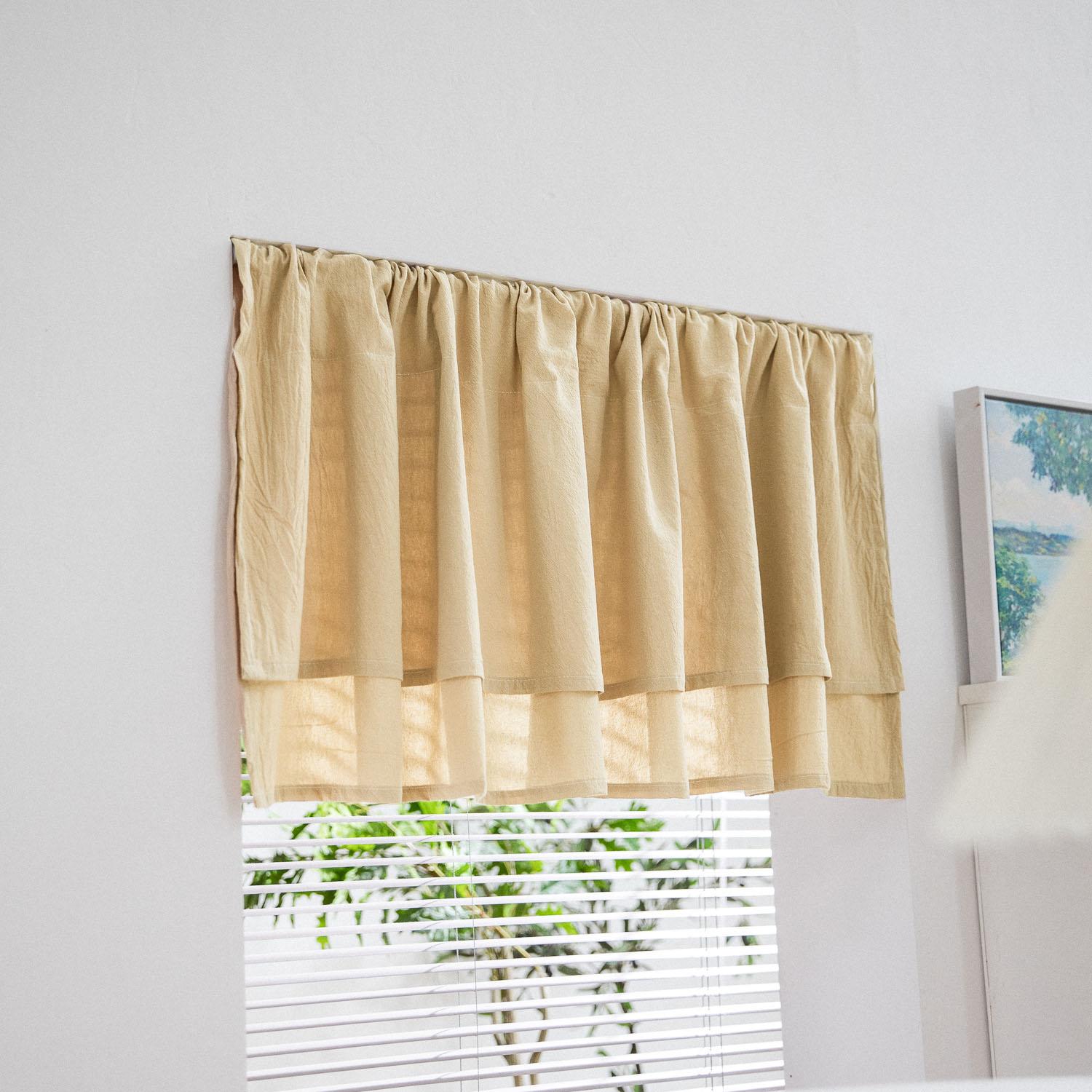 

Бохо Кухня Хлопковая Короткая Занавеска, Светофильтрующие Короткие Кафе-Занавески Ламбрекены, Для Прачечной Гостиной И Кухонного Декора 135x45cm&Rod Pocket бежевый