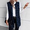 YYFS Women's Fashion Casual Leopard Print Autumn Winter Sleeveless O-Neck Jackets & Coats