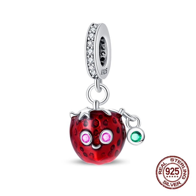 Copper Change Color Strawberry Cherry Avocado Fruit Series Charms Beads Fororiginal Bracelets Diy Birthday Jewelry Gift