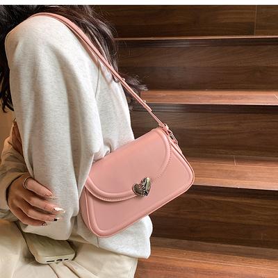New Ladies Simple Senior Handbag Pure Colour Casual Girls Armpit Bag Fashion Sweet Single Shoulder Crossbody PU Material