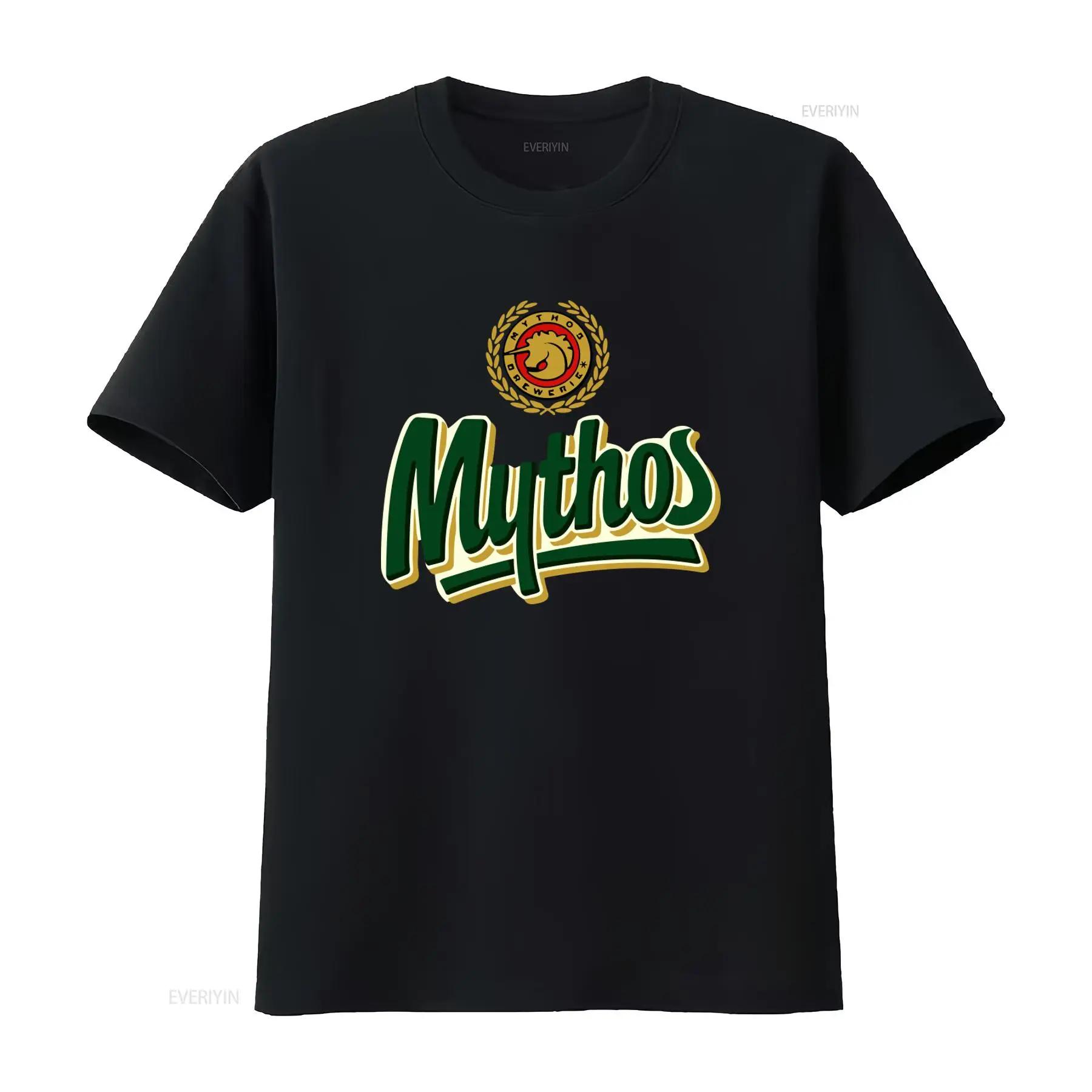 

Mythos Beer T Shirt Stylish Design with Lion Emblem and Wreath Motif Perfect for Lovers vintage Washed Soft Casual - Men s Su... S разноцветный