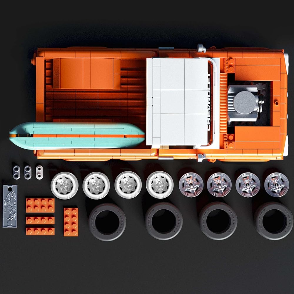 Mattel Hot Wheels Elite Series Custom '62 Chevrolet Pickup Building Set 858 Pieces Realistic Details for Adults and Kids 10+