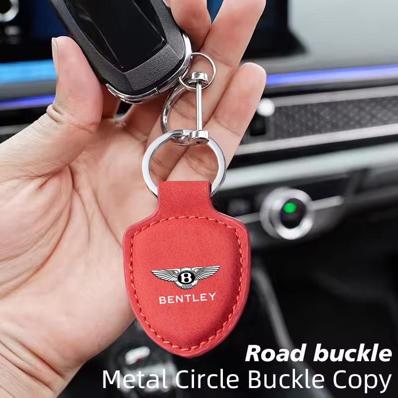 Leather Car Logo Keychain Keyring Key Chain Pendant Men Women Gifts for New Bentley Flying Spur Continental GT Bentayga Mulsanne