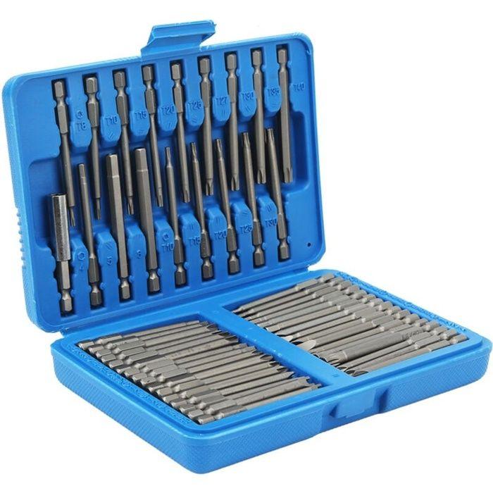 Jeu d'embouts de tournevis - AIMOONSA - 50 pièces extra longs - Multi-tailles - CR‑V+ABS - Porte magnétique