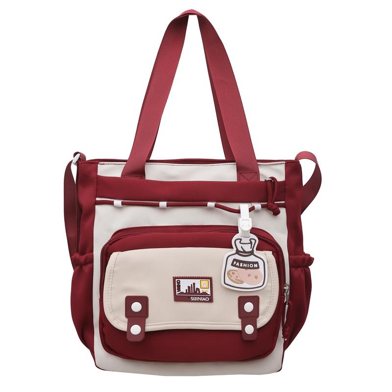 Student Schoolbag Female College Style Large Capacity Backpack Computer Backpack Color Block Shoulder Bag