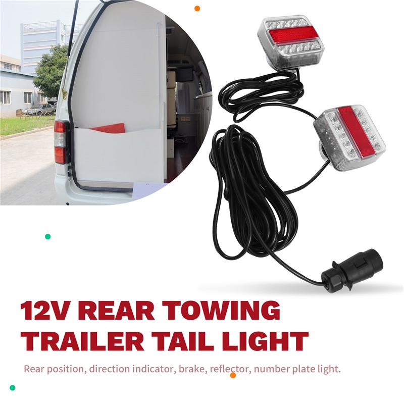 1Set 12V Reflector Trailer Rear Tail Light Brake Stop Indicator License Number Plate Lamp Truck 7 Pin Plug