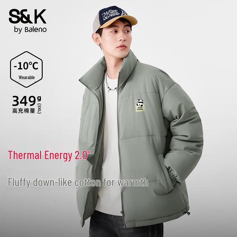 Baleno SK Series Panda Print Plush-Lined Stand-Collar Winter Jacket