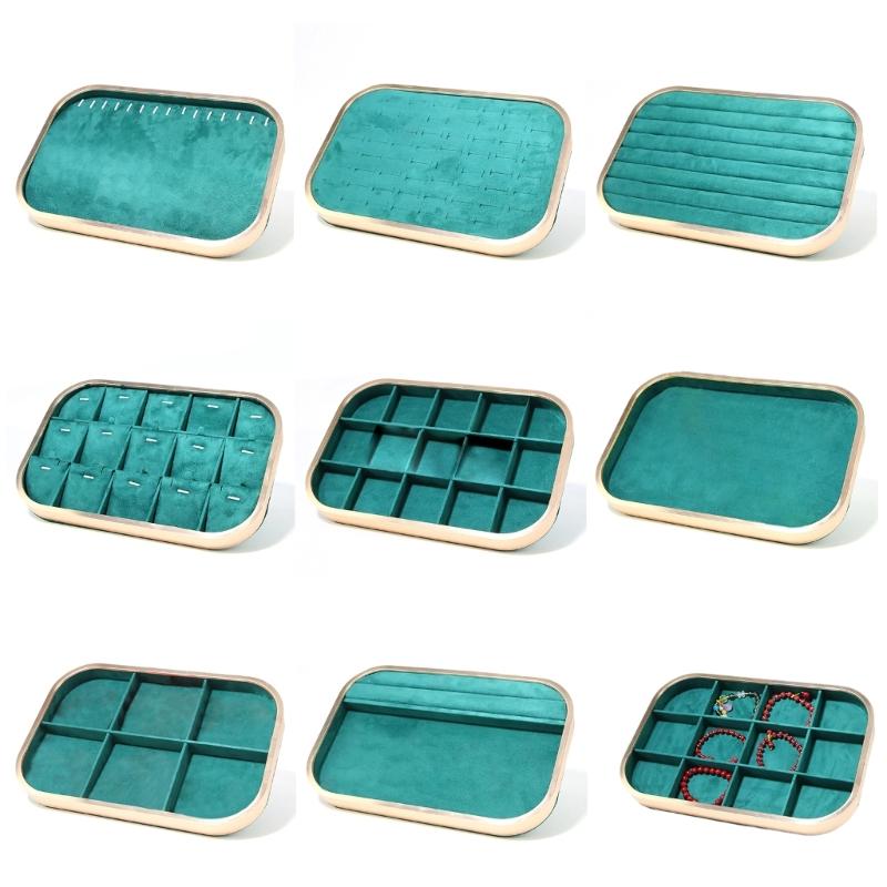 Elegant Velvets Jewelry Storage Tray Pendant Holder Elegant Jewelry Box Stackable Display Showcase Plate for Necklace