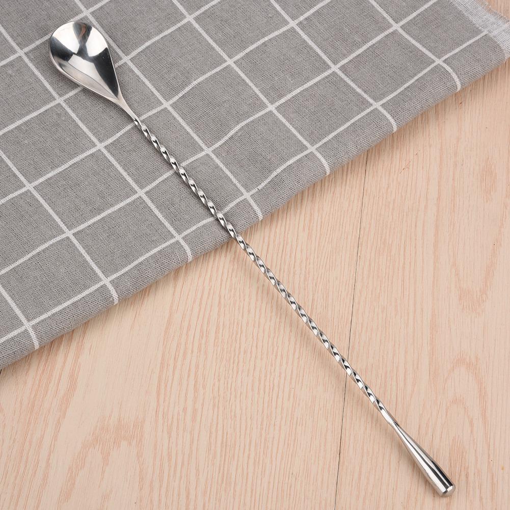1Pc Stainless Steel Cocktail Spoon Beverage Coffee Mixing Layering Tool with Long Handle