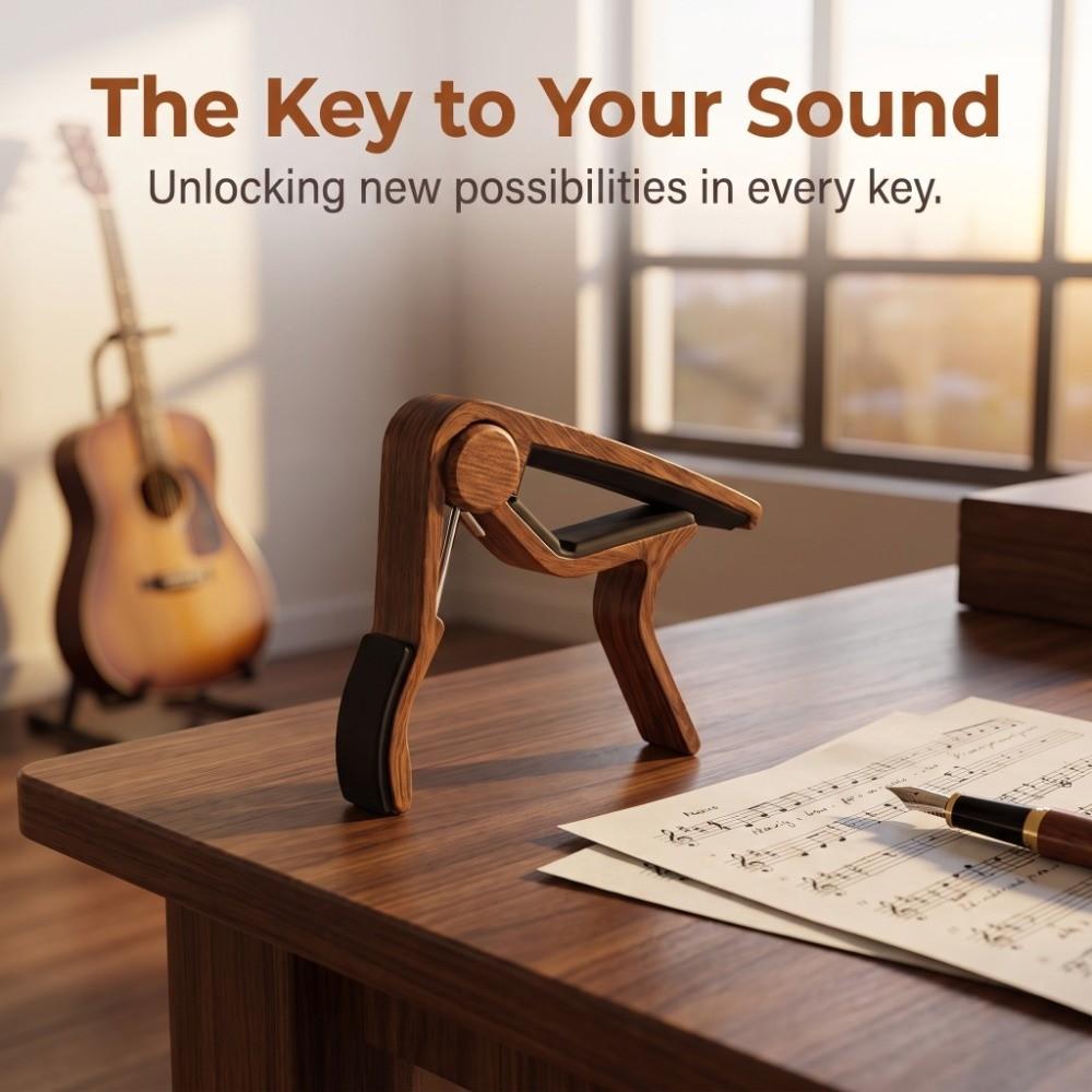 Wood Acoustic Guitar Transpose Capo Guitar Capo with Picks Combo  Stage Playing Auxiliary Tool
