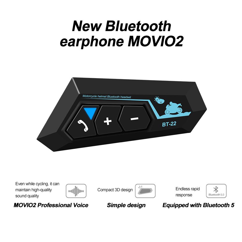 BT22 Bluetooth Motocyklová Helma Headset Sluchátko Bezdrátové Motorové Kolo Handsfree Stereo Sluchátko Reproduktor S Měkkým Mikrofonem