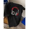 European Sizes Men'S T-Shirt Crew Neck Short Sleeve T-Shirt with Printed Headphone Design, Trendy Casual Top, Comfortable Summer Wear