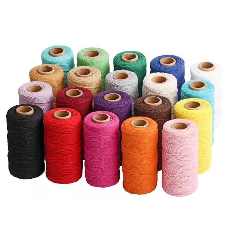 The Factory Directly Supply Diy Colored Macrame 2mm Wide Twisted Cotton String Cord for Bag Knitting чёрный