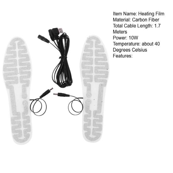 USB Insoles Winter Electric Foot Warming Heated Hunting Skiing Fishing Outdoor