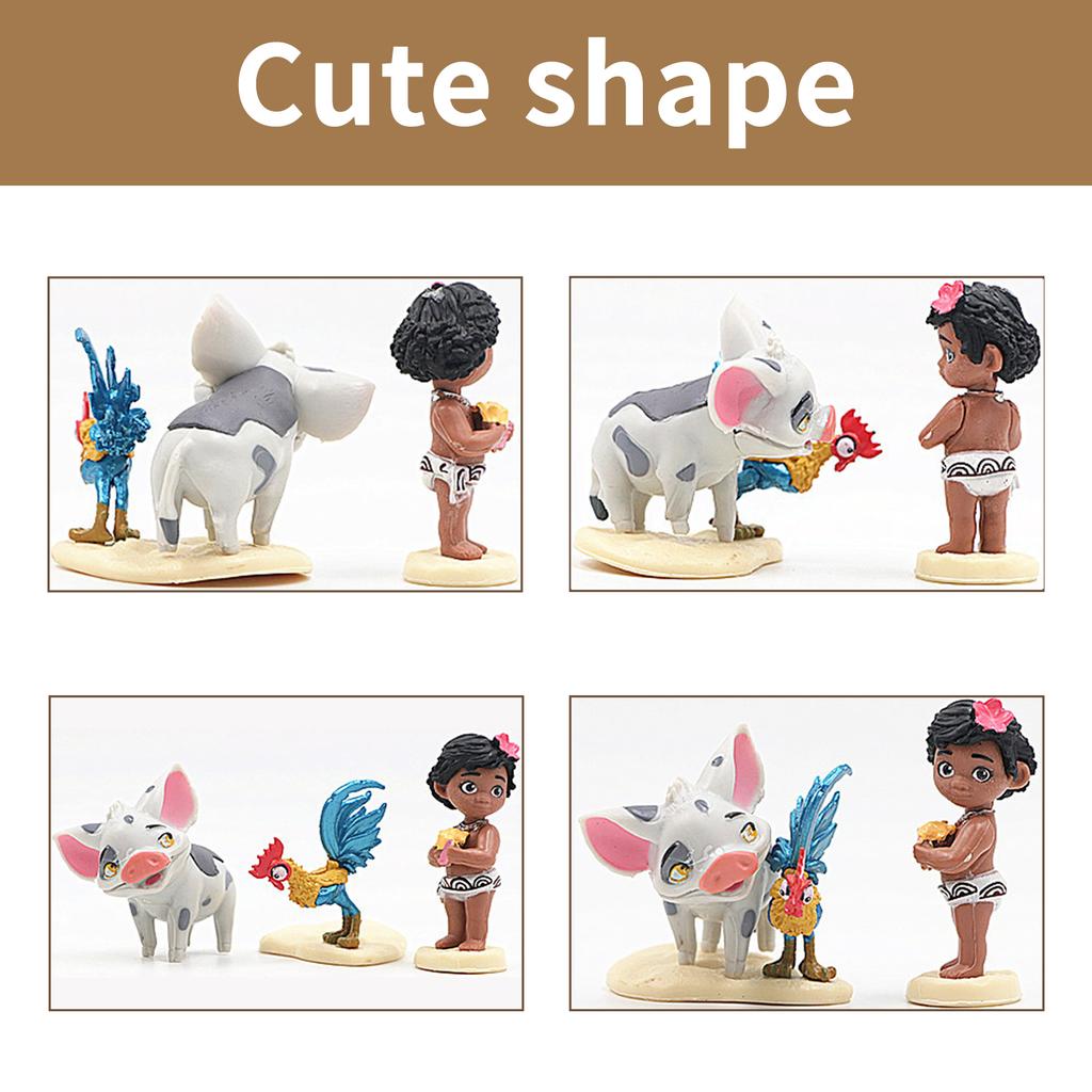 6PCS Moana Princess Cake Toppers, Moana Themed Party Supplies, Cake Toppers for Kids Girls Fans Birthday Baby Shower Decoration