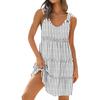 Women's Fashion V-Neck Waist Printed Sleeveless Vest Dresses