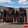 Retro Biker Style Men Long Sleeve T Shirt Eagle Fire Colorful 3D Print Gradient Pattern Tee For Biker Party Casual Street Top