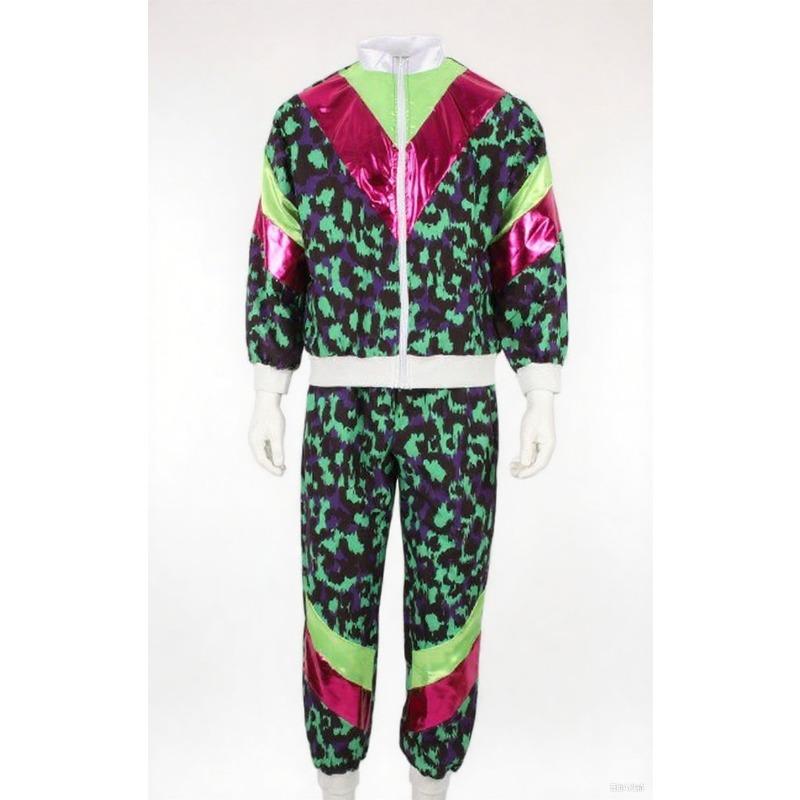 Giacca e pantaloni da tuta disco tuta da jogging stile retrò festa a tema carnevale