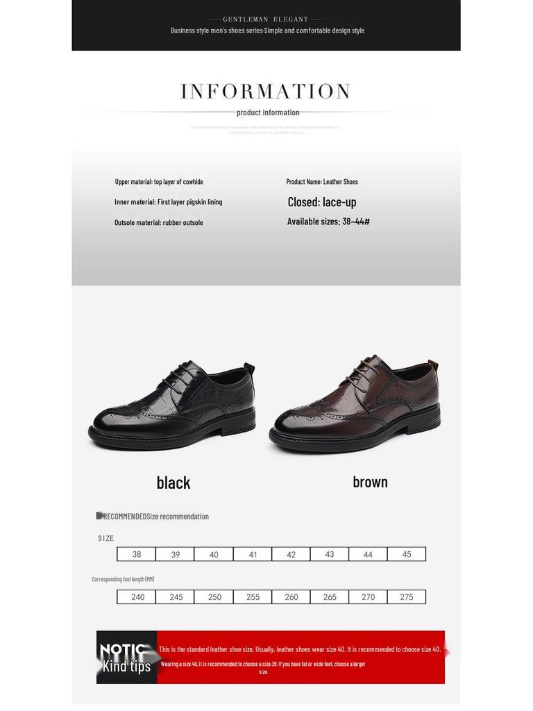 Men's Genuine Leather Crocodile Pattern Business Shoes - Comfortable, Wear-resistant, High-end Cowhide