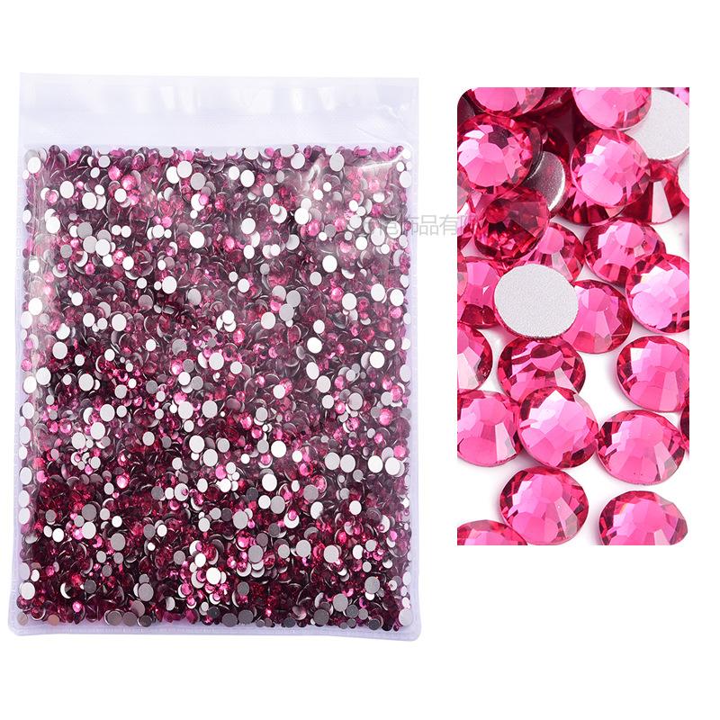 P1-70 Ordinary Color Large Packaging Glass Flat Bottom Diamond Rhinestone Nail Diamond Diy Crystal Mobile Phone Case Beauty Jewelry Accessories