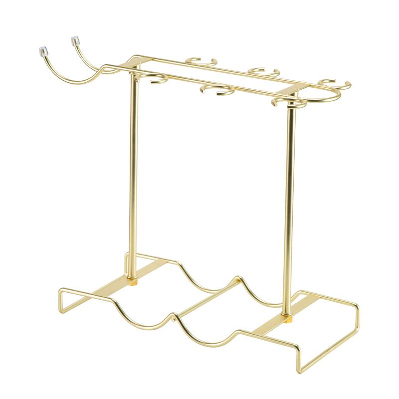 002A032 Red Wine Cup Holder Rack Decanter Hanger Stand for 2 Bottles + 6 Glasses A