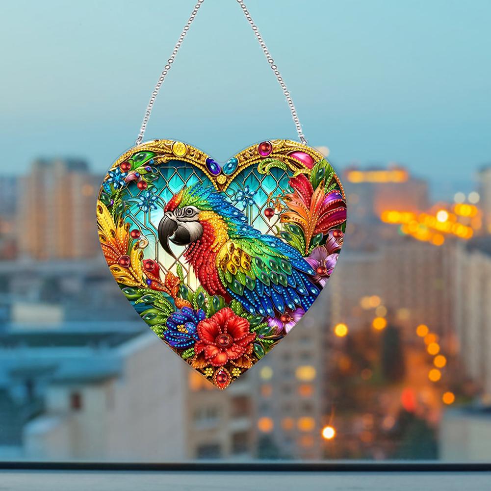 PVC Glass Special Shaped Bird Diamond Painting Hanging Suncatcher Diamond Drawing Suncatcher Ornament Window Ornament